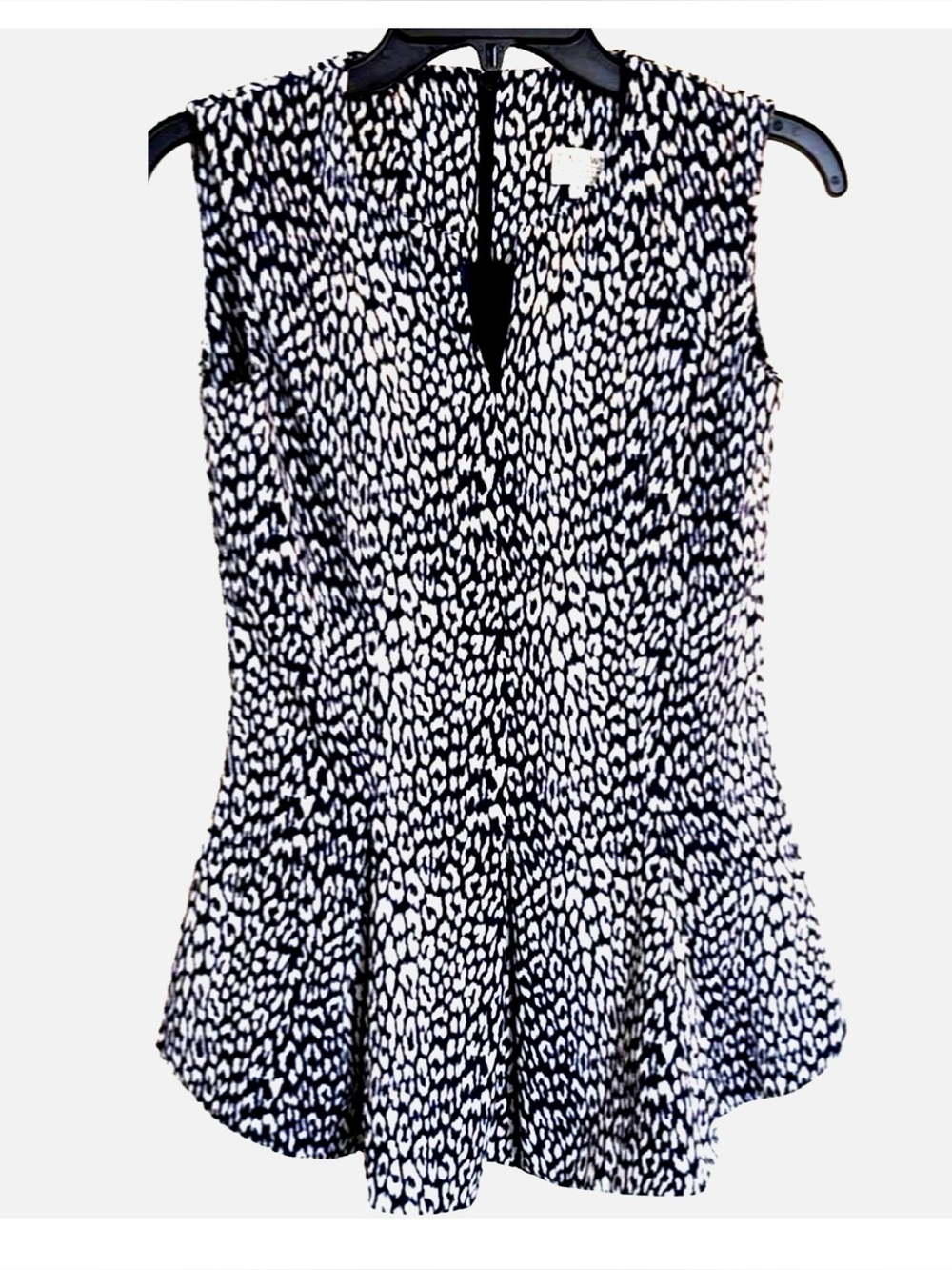 PAUW Amsterdam Peplum Top Small Navy White Abstract Sleeveless Blouse